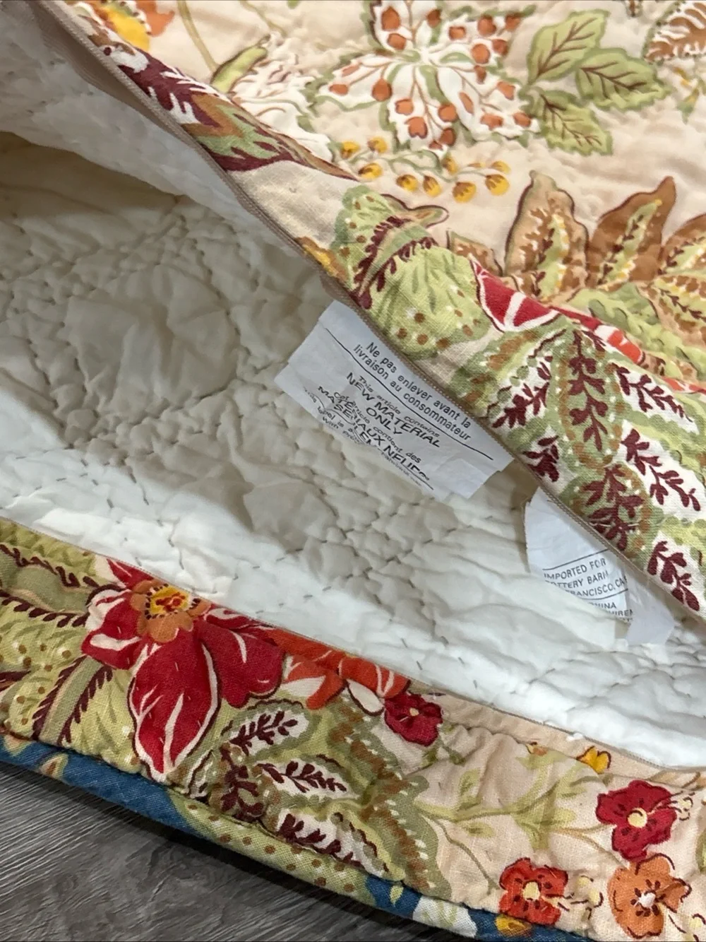POTTERY BARN Quilted Pillow Shams Cotton Reversible Set Of 2 Standard Sz Floral